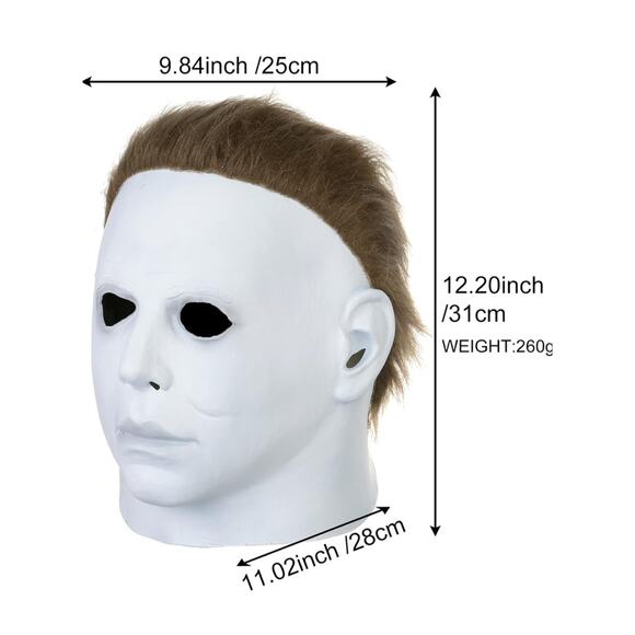 1978 Halloween Michael Myers with Hair, Classic White Face Mask for Halloween - Picture 3 of 8